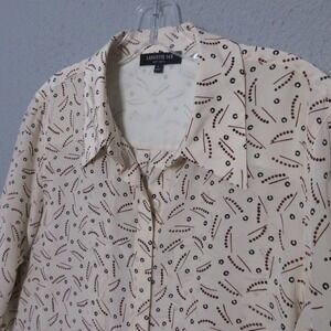 Lafayette 148 New York Top Large Silk Button‎ Julianne Printed Button Up Career